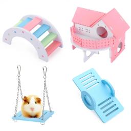 Casa De Hamster De Madeira Para Animais Pequenos, Hamster Gerbil, Ponte Do Arco-Íris, Brinquedo De Gangorra, Mastigar Milho - Image 1