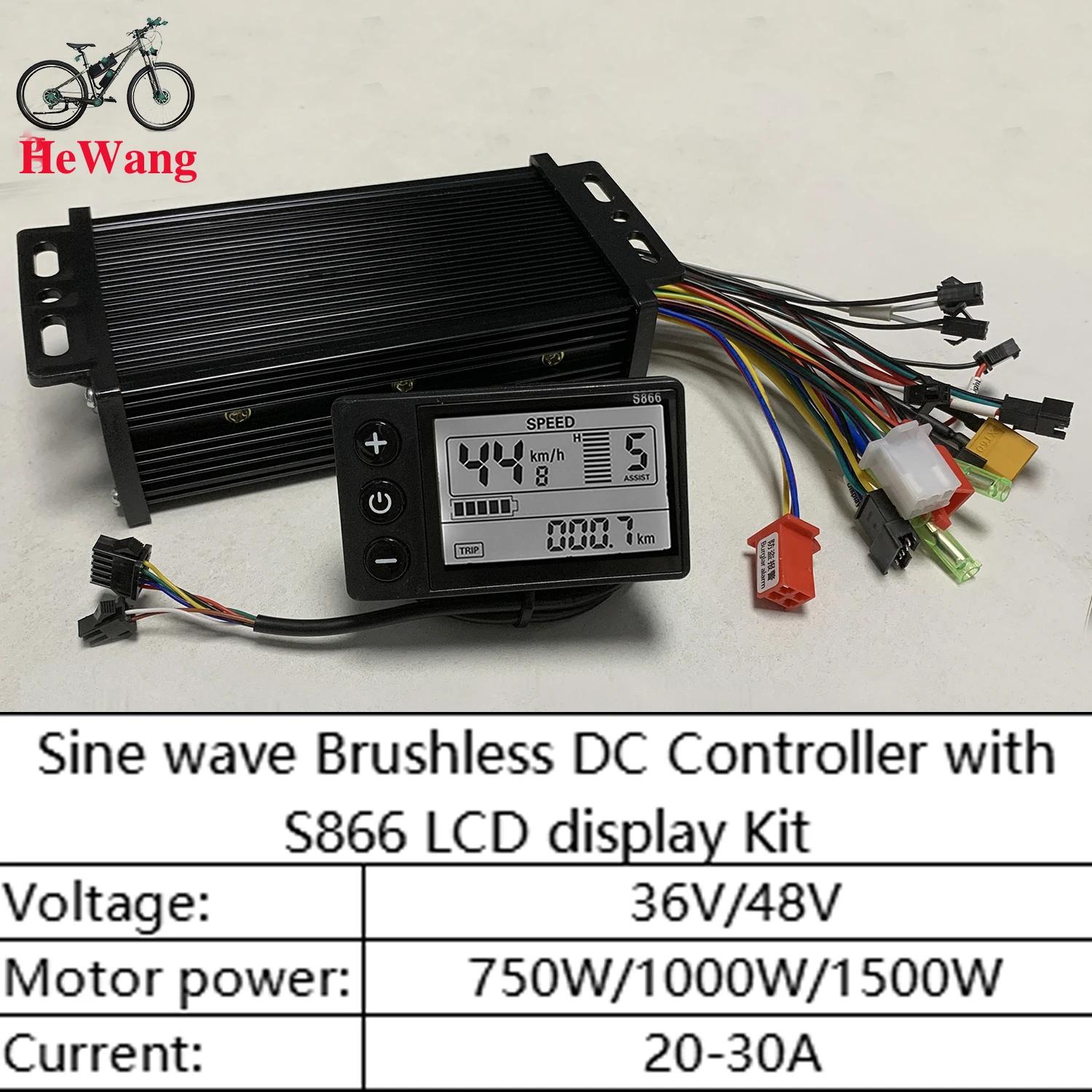 Sine Wave Controller 36-48V 30A 1000W With S866 Display – For E-Scooter/E-Bike Brushless Motors, Hall & Sensorless, Self-Learning