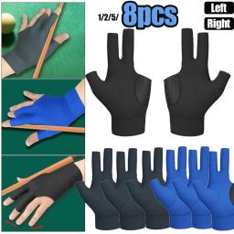 Luvas de bilhar com adesivos, antiderrapante, mão esquerda e direita, snooker de três dedos, novo, 1 a 8 peças - Image 5