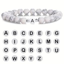 FTCY-Pulseira de pedra natural para mulheres e homens, iniciais personalizadas, joias de mão de casal, 26 letras, presentes de moda - Image 3