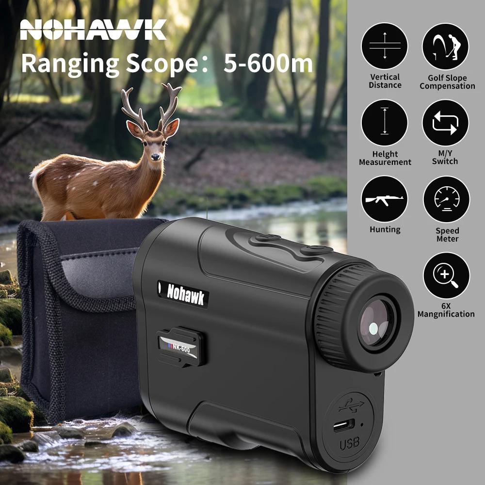 Nohawk golf laser rangefinder 600m 1000m telescópio multifuncional com bandeira-bloqueio inclinação medidor de distância para caça monocular - Image 1