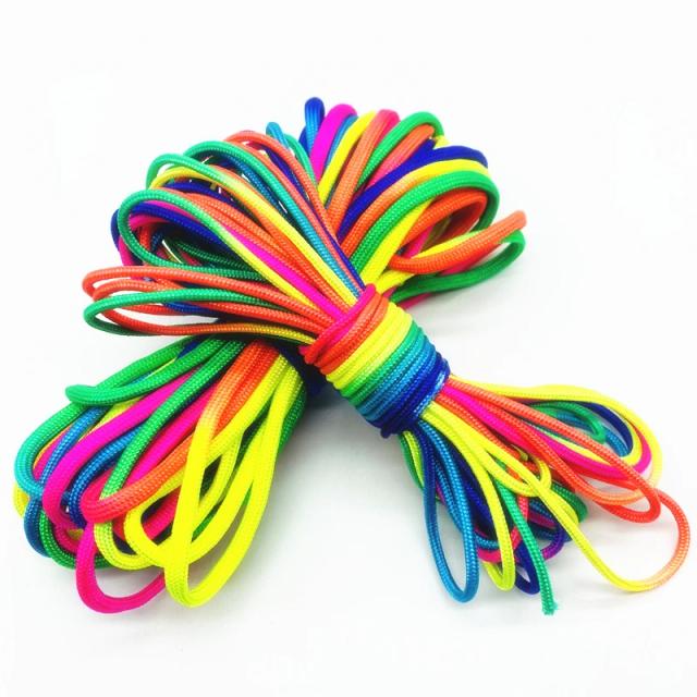 Cordão de Paracord Mil Spec Tipo Arco-Íris para Escalada, Camping e Sobrevivência - Várias Espessuras Disponíveis