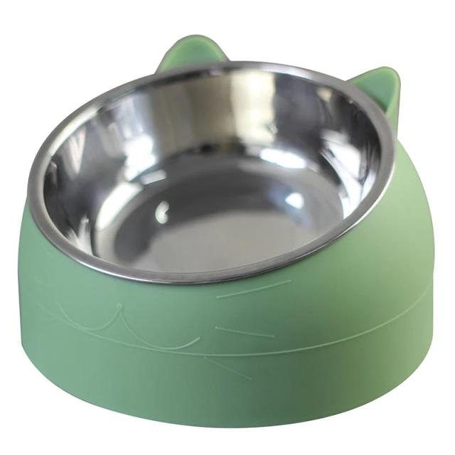 Bacia de Aço Inoxidável para Pets: Tigela com Inclinação de 15º para Conforto do Cão e Gato