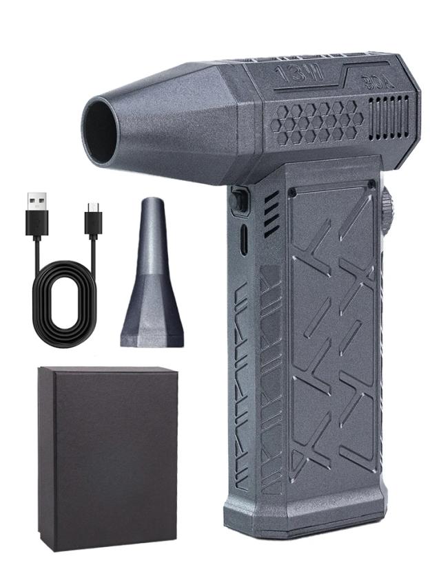 Soprador de Ar Turbo 130000 RPM com Bico Extra - Ventilador Elétrico Multifuncional de Alta Velocidade 52 m/s para Limpeza e Flushing