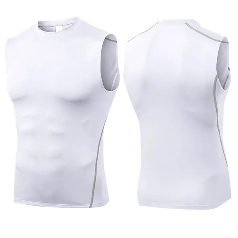 Homens compressão esporte colete magro tanque apertado camada base sem mangas camiseta superior singlet moletom atletismo sportwear activewear - Image 1