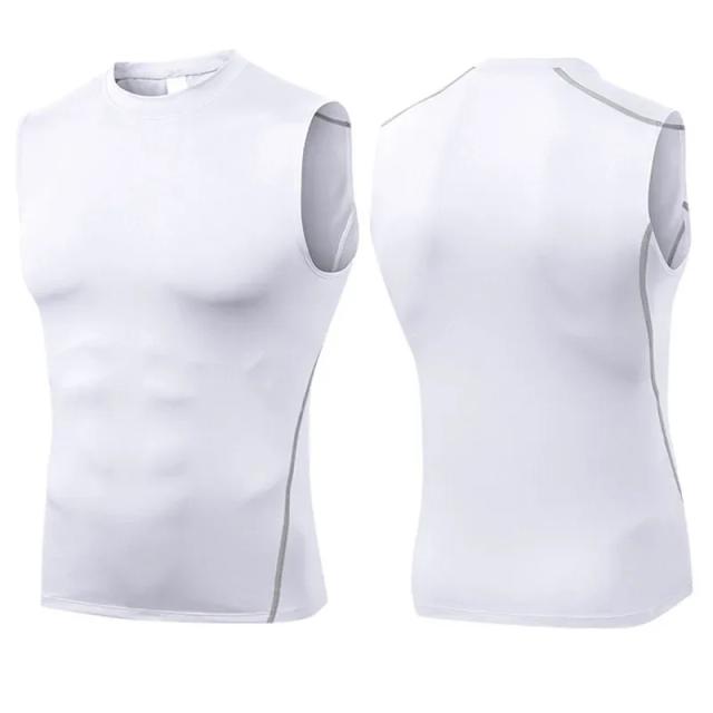 Colete Compressão Masculino Sem Mangas para Atletismo - Camiseta Base Magra e Ajustada para Esportes