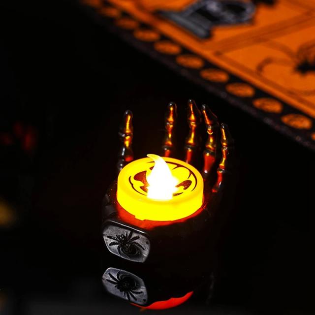 Lanterna LED Halloween Fantasmagórica com Mão Espectral para Decoração de Festas Temáticas de Caveira e Aranha