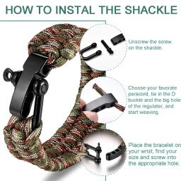 Metal ajustável Bow Anchor U Shackle Clip, Pulseira Paracord, Acessórios Sobrevivência - Image 5