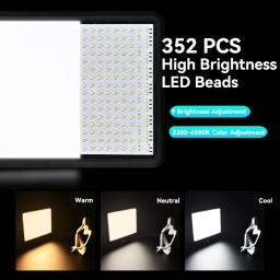 Luz de vídeo LED com tripé profissional, controle remoto, painel regulável, iluminação, fotografia de estúdio, fotografia ao vivo, lâmpada de preenchimento - Image 5