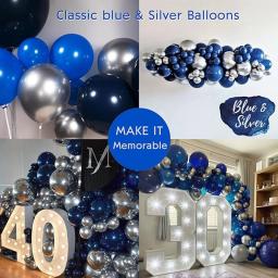 Kit De Arco De Garland De Látex Balão, Festa De Aniversário, Casamento, Graduação, Decoração De Chuveiro De Bebê, Azul Royal e Prata - Image 6