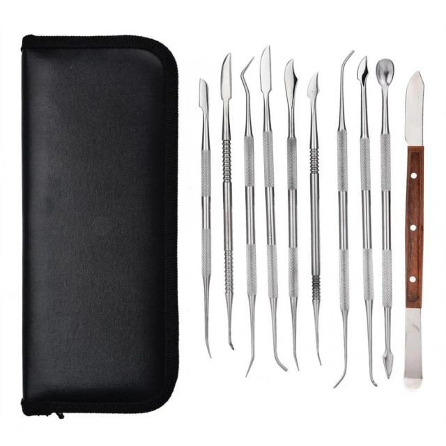 Conjunto de 10 Ferramentas para Escultura em Aço Inoxidável, Cerâmica, Argila e Molde para Joias em Cera
