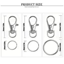 Prata Swivel Snap Ganchos com Chaveiros, Chaveiros, Lanyards, Fazer Jóias, Artesanato de Arte, 20 Pcs por Pacote - Image 2