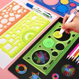Criativo Geometria Spirograph Desenho Stencils Set, Pintura Modelo, Artesanato, Brinquedo Educativo Infantil, Variedade de Flores Régua - Image 1