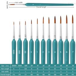 11 pçs pincéis de pintura em miniatura pincéis de pintura de arte doninha escova de pintura de cabelo guache aquarela tintas a óleo artistas pintados à mão - Image 5