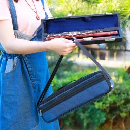 Caixa de couro portátil para flauta, 16 buracos, bolsa de pano oxford, capa macia, acessórios para instrumentos musicais de sopro com peças acolchoadas de flauta - Image 2