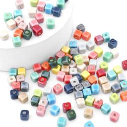 10 pcs moda cores 6mm quadrado contas cubo de cerâmica contas diy 2mm buraco contas feitas à mão porcelana contas para fazer jóias - Image 4