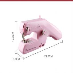 Máquina de costura elétrica portátil, Mini, Handheld, Dois fios, rosa, branco - Image 1