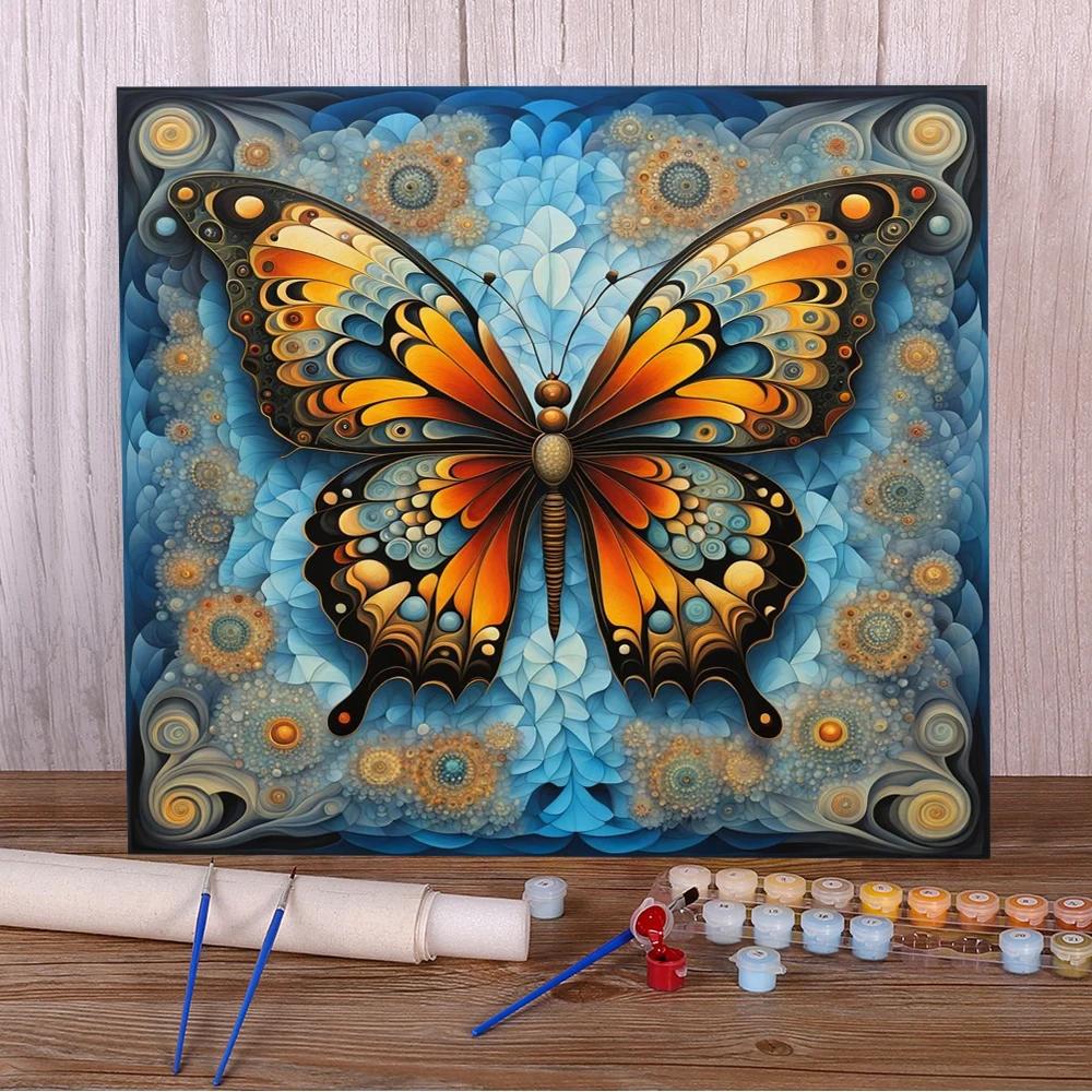Borboleta flores pintura por números, kit de artesanato personalizado para adultos, arte da parede, presente da criança, Dropshipping, atacado, quente, 2023 - Image 1