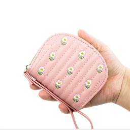 Porta-cartão bordado flor para mulheres, concha, bolsa de órgãos, bolsa com zíper, multi-slot, bolsa de cartão de crédito para senhoras - Image 4