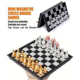Conjunto de xadrez magnético para treinamento, ouro e prata luxuosos, tábua dobrável, portátil, viagem, conjuntos de jogos, perfeito - Image 2