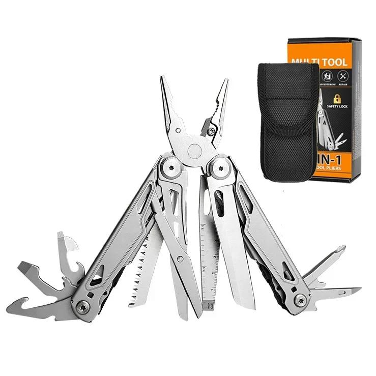 Equipamento portátil multiuso para camping ao ar livre com kit de ferramentas, alicate multiferramenta, dobrável e de travamento automático, aço inoxidável duro - Image 1