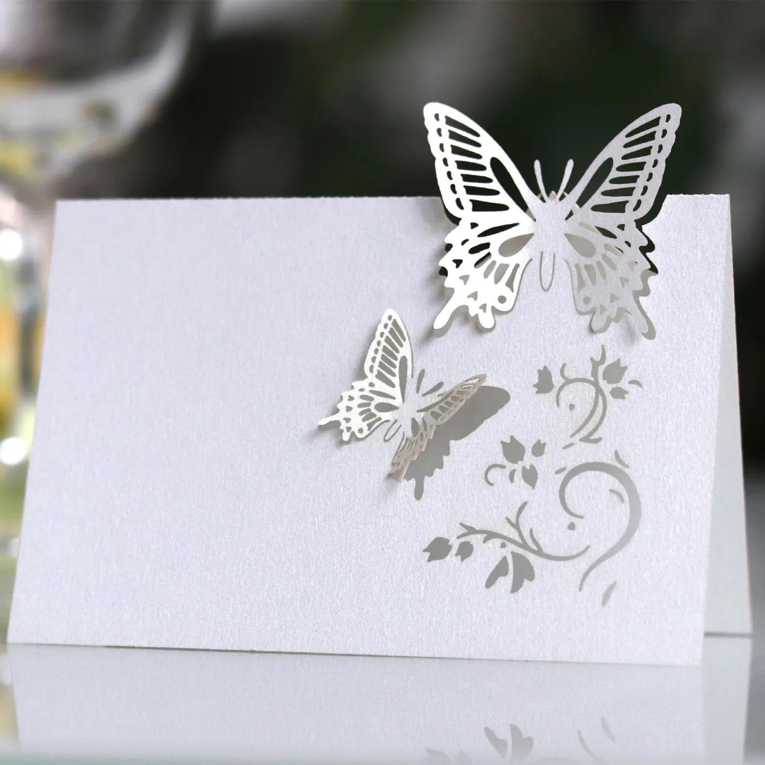 Paper Wedding Table Card, Beijo De Borboleta, Lugar De Mão, Decoração De Festa, Favor, Cartão De Assento De Casamento, 10 Pcs, 20 Pcs, 50Pcs - Image 1