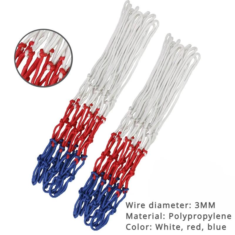 Rede de basquete padrão, 2 peças, vermelho + branco + azul, tricolor, cesta de basquete, rede de aro de cesta alimentada - Image 1