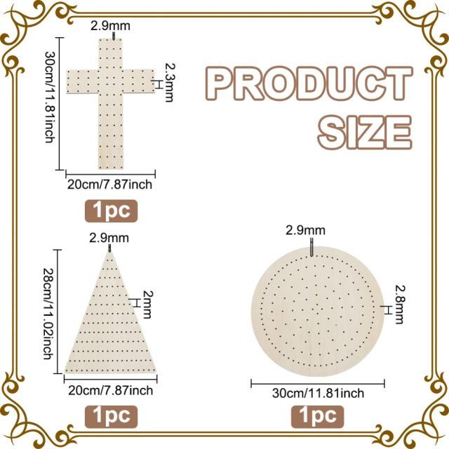 Conjunto de 3 Peças de Placas de Madeira para Guirlanda: Triângulo e Redondo com Furos para DIY de Natal