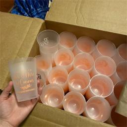 Copo de plástico inquebrável geado personalizado, Cheers para o senhor e a senhora, Favor da festa de casamento, 12oz ou 16oz, #140 - Image 5