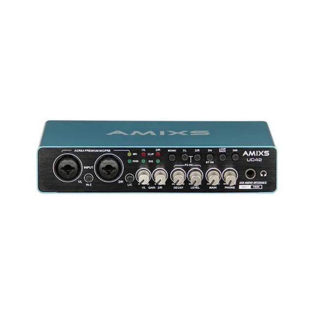 Interface de Áudio AMIXS-UC42: Placa de Som Externa USB e Equipamento Profissional para Gravação de Computador e Vídeo