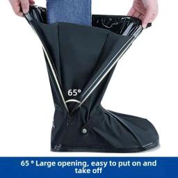 Chuva engrossado bota sapato capa preto à prova dwaterproof água com refletor alta superior antiderrapante sapatos capas de poeira da motocicleta bicicleta capa de chuva - Image 5