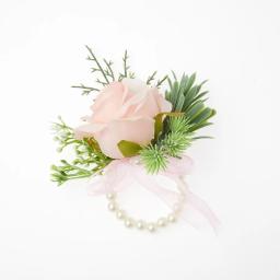 Estilo coreano Rose Pulseira De Flor De Pulso, Boutonniere De Casamento, Flor De Mão De Dama De Noiva, Pulseiras De Pérola, Acessórios De Casamento - Image 5