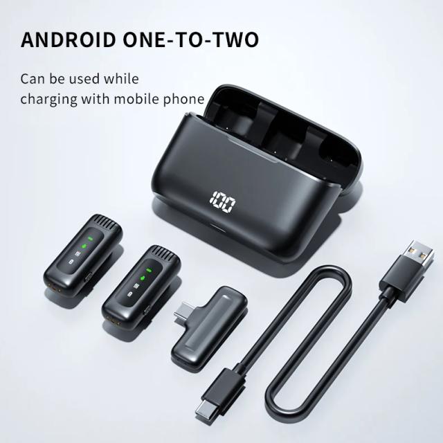 Microfone de Lapela Sem Fio FIFAR: Portátil, com Redução de Ruído e Gravação de Áudio para iPhone e Android com Caixa de Carregamento