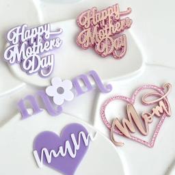 Acrílico Coração Bolo Decorações, mamãe, melhor mãe, Bolo Toppers para Feliz Dia das Mães Festa Temática, Sobremesa Cupcakes, Decoração Suprimentos - Image 2