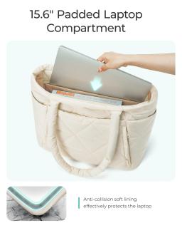 BAGSMART-Algodão Acolchoado Xadrez Underarm Handbag, grande bolsa de ombro acolchoada, compartimentos para viagens, trabalho, ginásio, Puffy Tote - Image 6