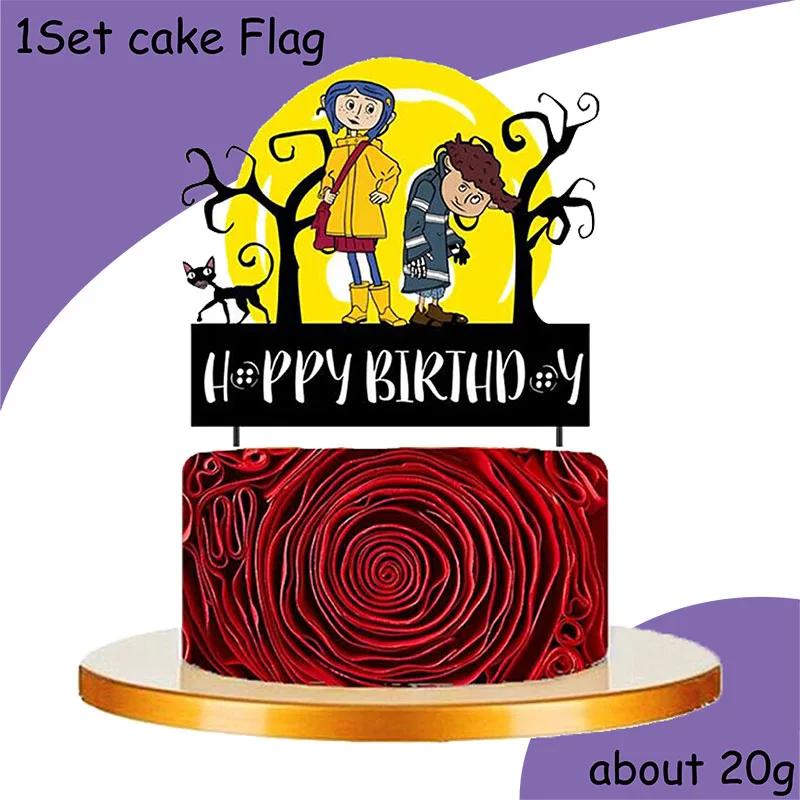 Cartoon coraline tema thriller festa de aniversário decoração balão placa banner pano de fundo bolo suprimentos banner para chá de bebê - Image 1