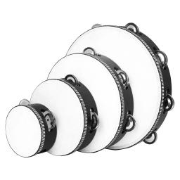 Tambourine mão sino tambor para crianças, madeira maciça, educação precoce iluminação brinquedos, instrumento Orff, 4 ", 6", 8 ", 10", 4 pcs por conjunto - Image 4