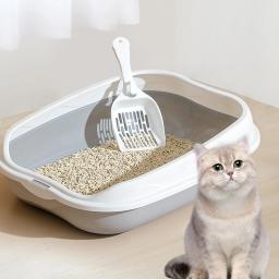 Caixa de areia semi-fechada à prova de respingos, vaso sanitário para gatos grandes, suprimentos de limpeza para cocô de gato grande, tigela para animais de estimação - Image 6