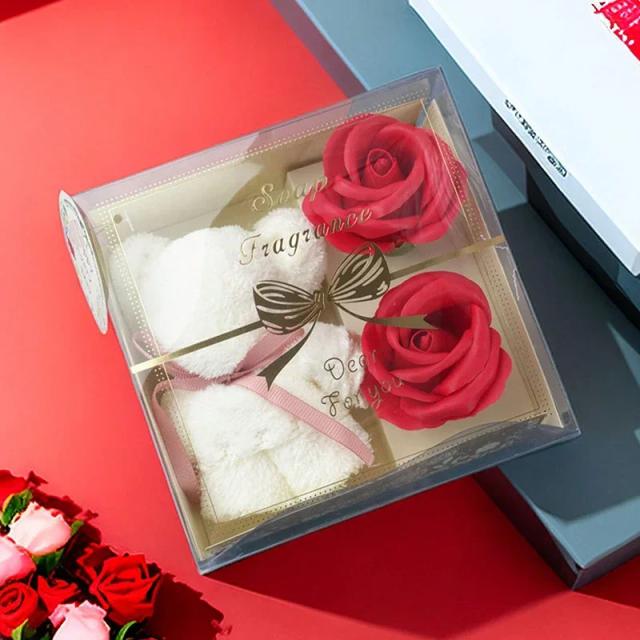 Caixa de Presente com Flor Artificial e Urso de Toalha - Ideia Perfeita para o Dia das Mães e Férias Infantis