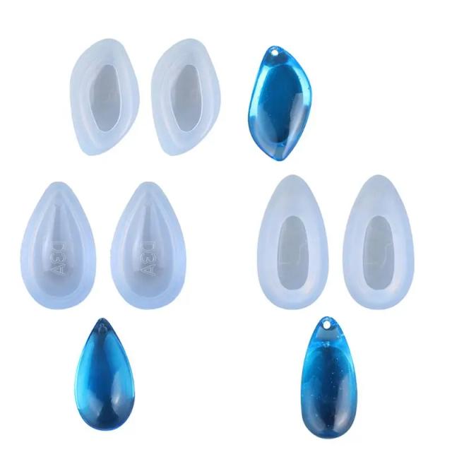 Molde de Colar em Resina com 6 Peças em Forma de Gota para Artesanato e Fabricação de Joias DIY