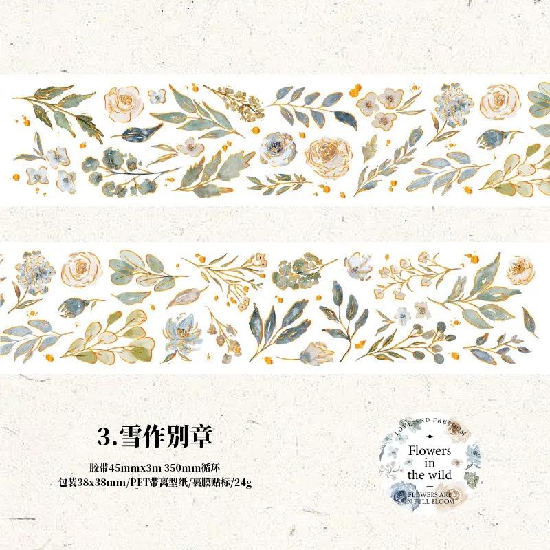 Fita decorativa auto-adesiva, Fita Floral Spring Washi, Fita Adesiva Flor, DIY Art Craft, Scrapbook Diário, Junk Journal - Image 1