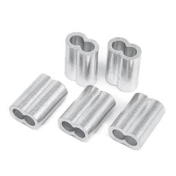 Ferros De Fio De Alumínio Corda De Fio De Aço, Durável Crimp Luva, Clipe De Fixação, Clipe De Cabo De Hardware, Duplo Furo, M1 a M12, 10-50Pcs - Image 3