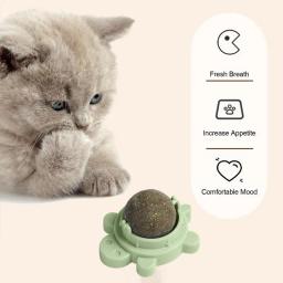 Catnip bola brinquedo de mordida de gato comestível brinquedo com capa para animais de estimação fornecimento de brinquedo de gato interno rotatable mastigar brinquedo lambendo para pés de mesa de gatinho - Image 2