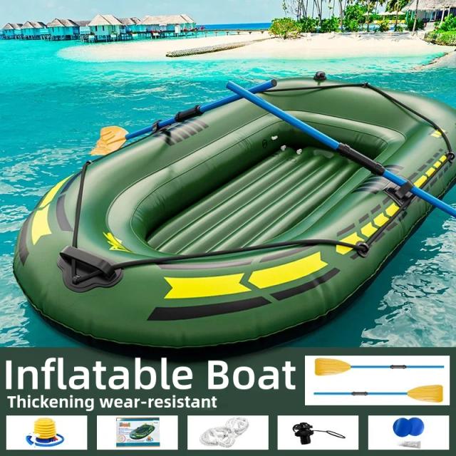 Caiaque Inflável para Dois: Ideal para Lagoas e Lagos no Verão, Perfeito para Pesca à Deriva com Suporte para Remo