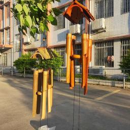 Bamboo Wind Chimes for Outdoor, Instrumento de percussão para meditação, Paisagem madeira, Wind Chimes for Sound Healing, Carillon - Image 4