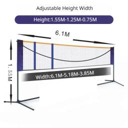 Rede de badminton multifunções com altura regulável, dobrável, para tênis, vôlei, esportes ao ar livre, praia, 1, 6 m - Image 6