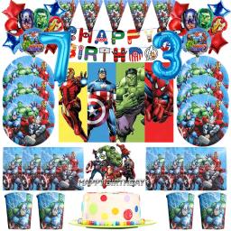 Marvel Avengers Superhero Theme Louça, Fontes de Festa de Aniversário, Balões, Copos, Pratos, Fundo de Banner, Decorações para festas infantis - Image 1