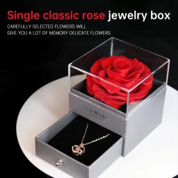 Eterna Caixa Rosa com Colar, Flores Preservadas, Cristal, Presentes para Mamãe, Esposa, Namorada, Ela, Dia de Aniversário - Image 3