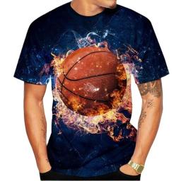 Basquete Impresso Camisetas Verão Ao Ar Livre Roupas Casuais Esportes Top de Manga Curta Secagem Rápida Tee Shirt Oversized Men Clothing - Image 2