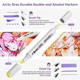 Arrtx 66 cores marcadores pastel oros/alp marcadores de arte de esboço de ponta dupla para artista adulto marcadores de álcool para esboçar colorir - Image 3